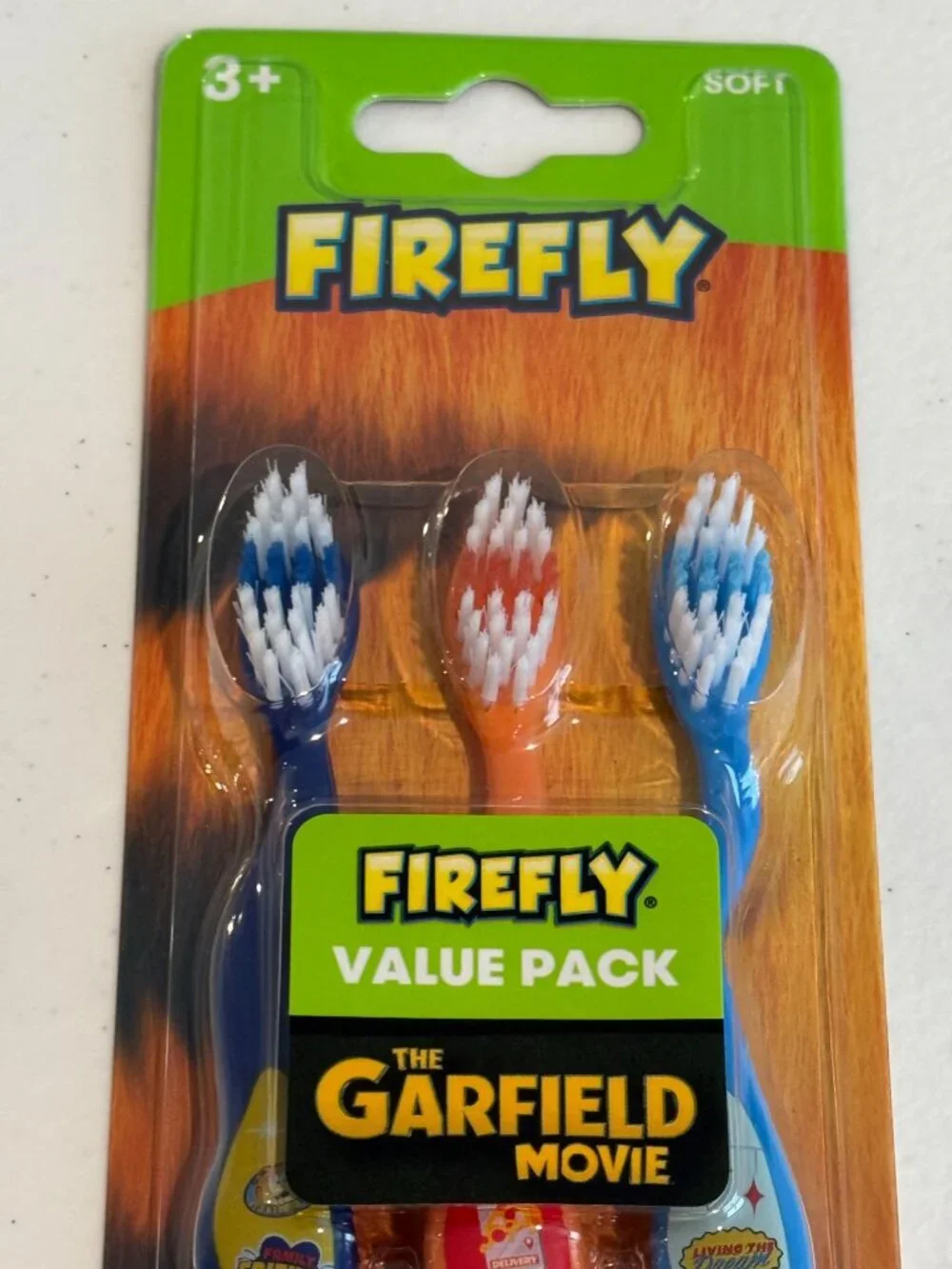Firefly Garfield Toothbrush 3 Pack Kids Soft Bristle Movie Oral Care New